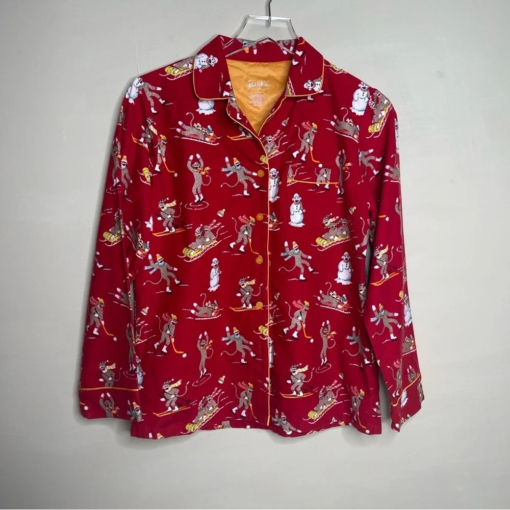Nick and Nora Sleepwear Flannel Pajama Top only - Picture 1 of 9
